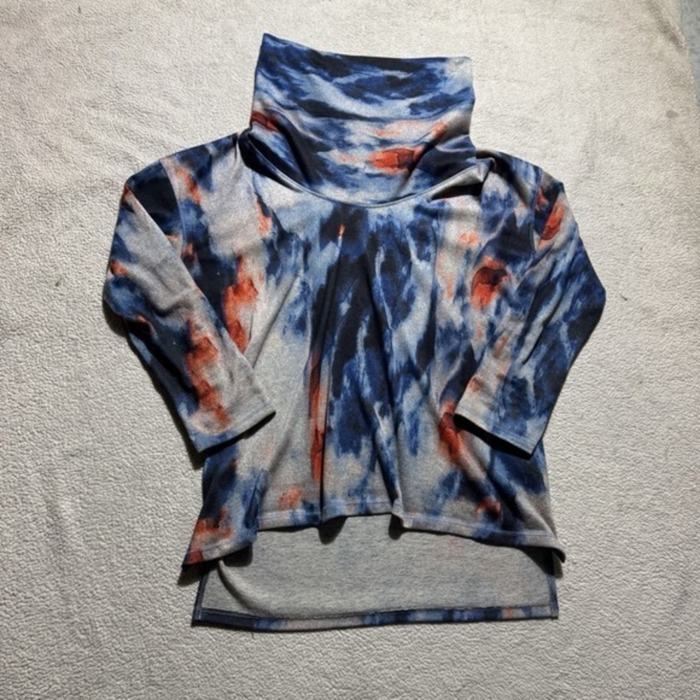 David Cline Top Womens Large Cowl Neck Tie Dye Pullover Long Sleeve Sweatshirt